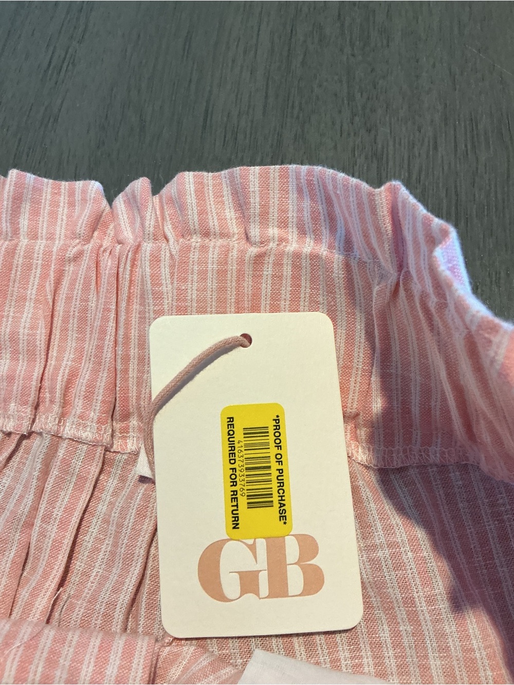 NWT GB Pink Striped Linen Blend Paperbag Shorts Size L - Picture 4 of 10